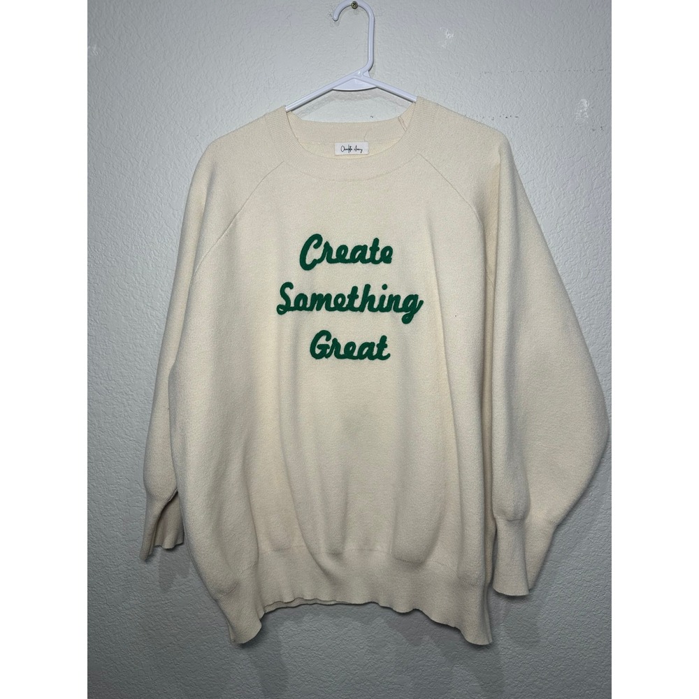 Charlotte Avery Create Something Great Cream Cashmere Blend Sweater Small CA-C02